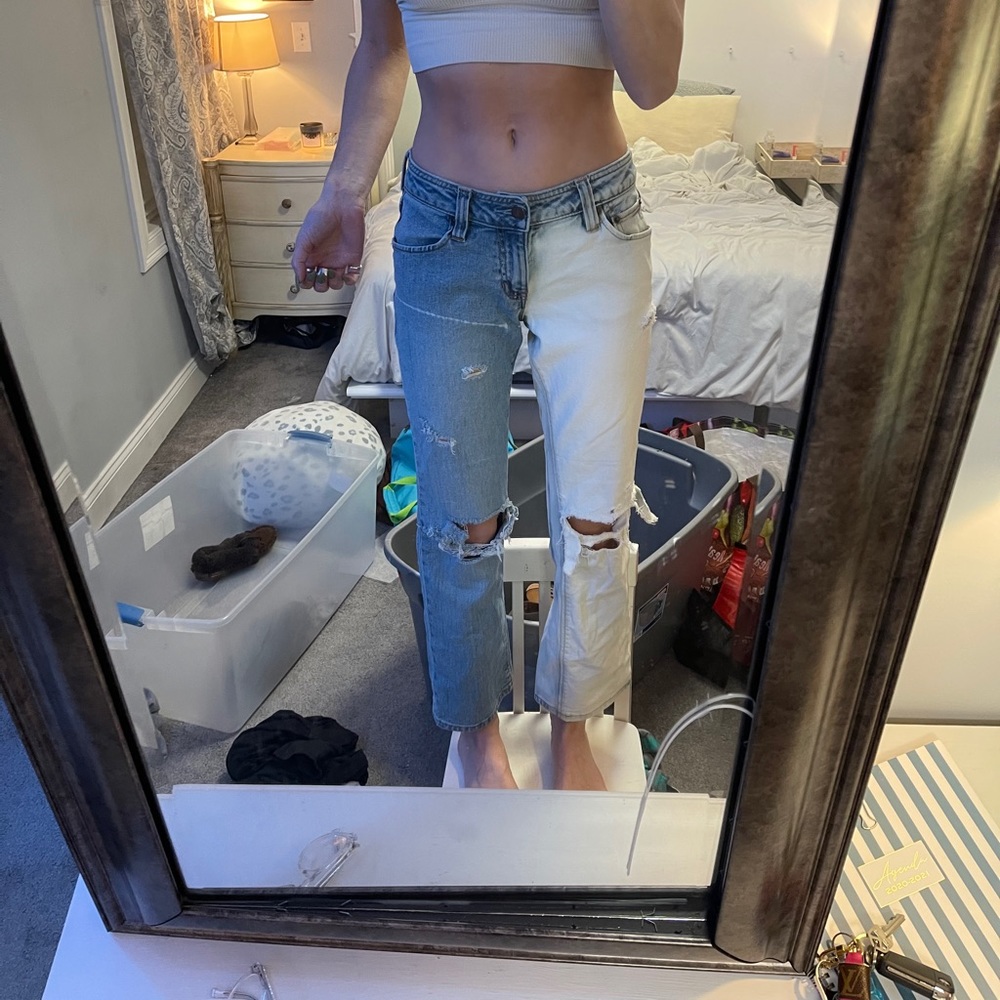 Split color jeans